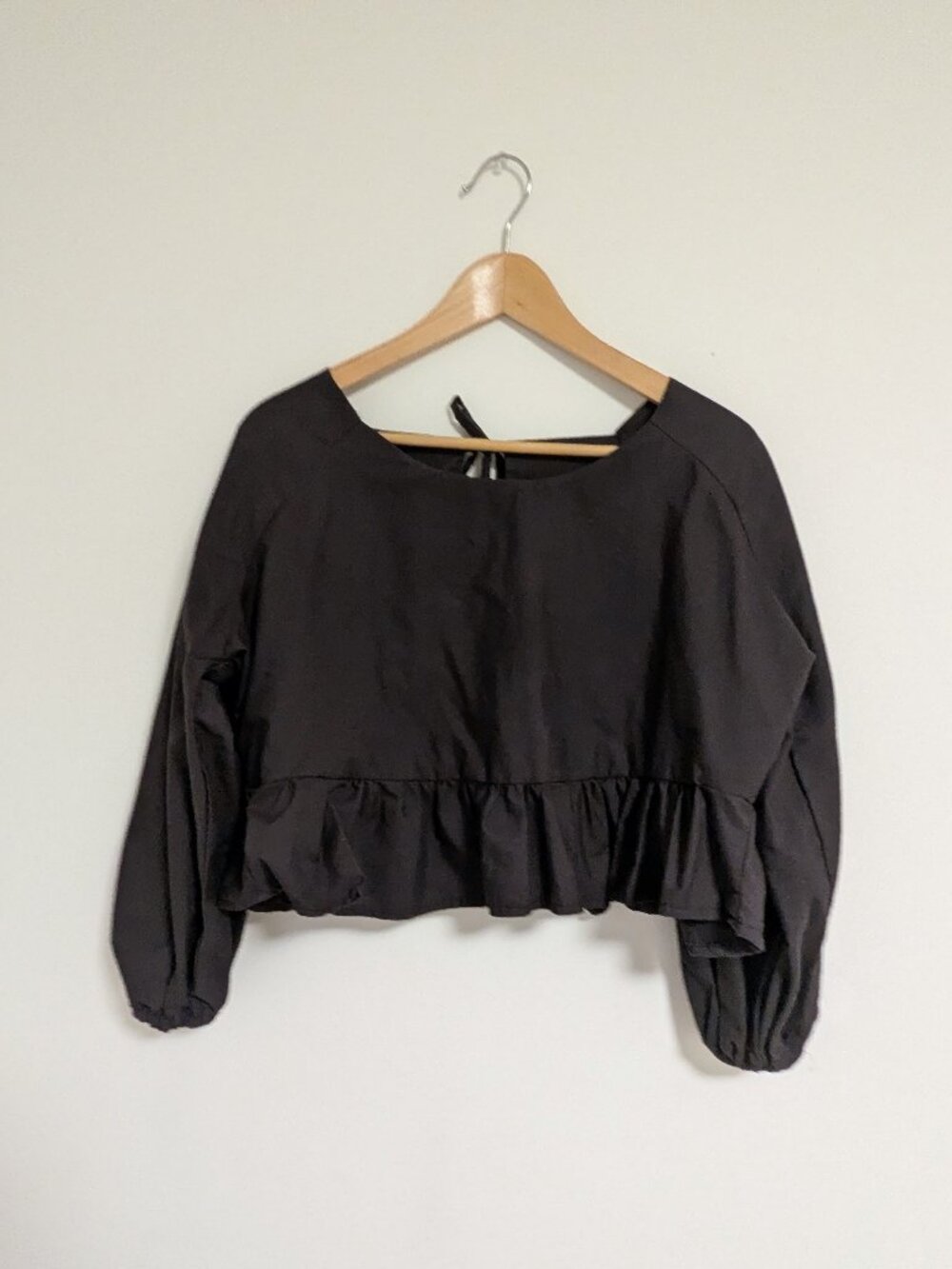Handmade Black Raglan Peplum Top